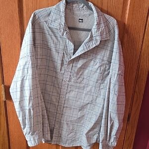 REI Light Gray Plaid Shirt Jacket